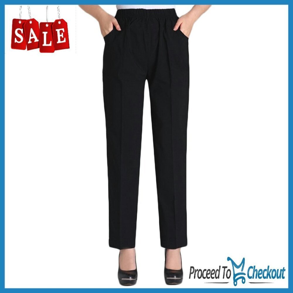 Stretch Elastic Waist Pull On Pants Women's Casual Comfort Fit